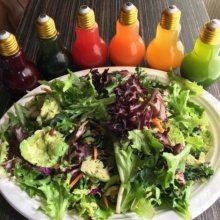 Gluten-free salad and juices from Chomp Eatery & Juice Station